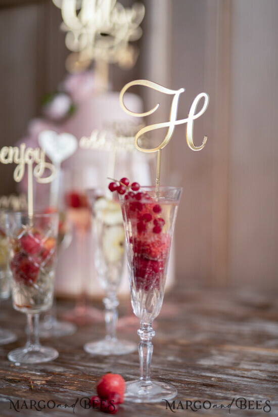 TORTENDEKORATION  
 Drink Toppers Hochzeitstorte Topper, Getränkebeschriftungen 9/acrylo/ST