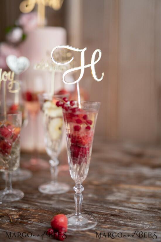 TORTENDEKORATION  
 Drink Toppers Hochzeitstortenfigur, Getränkeklabels 5/acrylo/ST