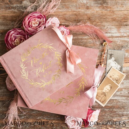 Blush and Gold Wedding Guest Book Personalised.
