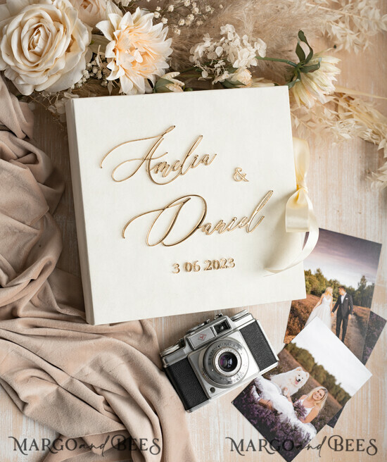 WEdding Combo Guestbook and Photo Album, Photo Booth Album with  personalised pages