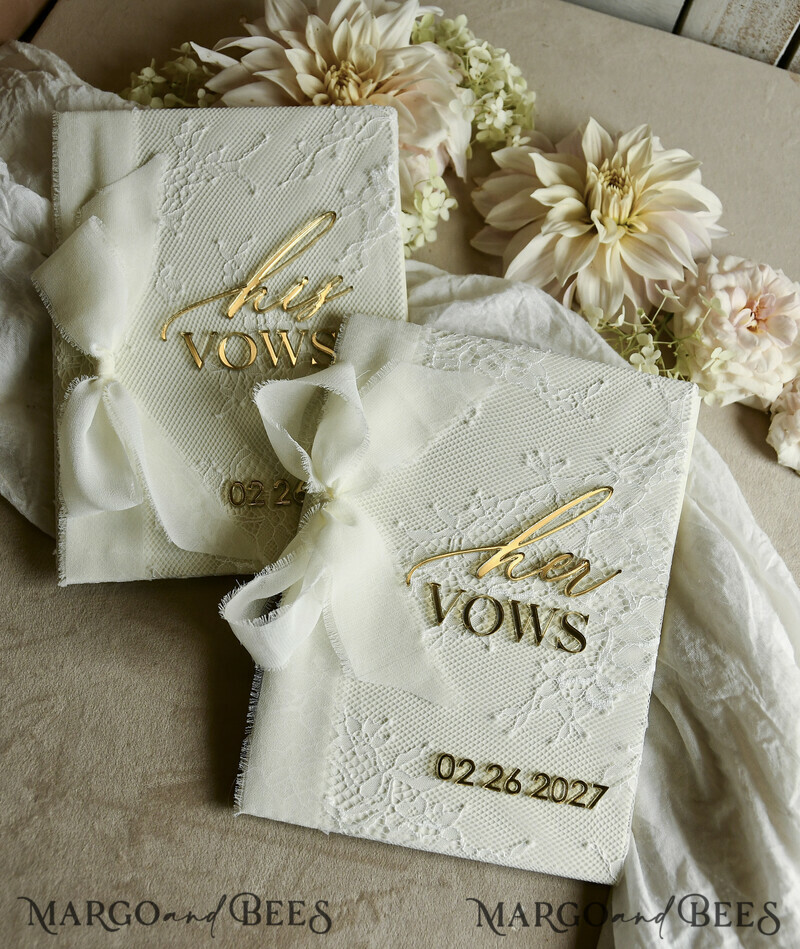 WEDDING VOWS Acrylic Clear Gold Bride & groom vow books, wedding vows, personalized vow booklets, his and her vow books, custom wedding vow cases, bridal shower gift
