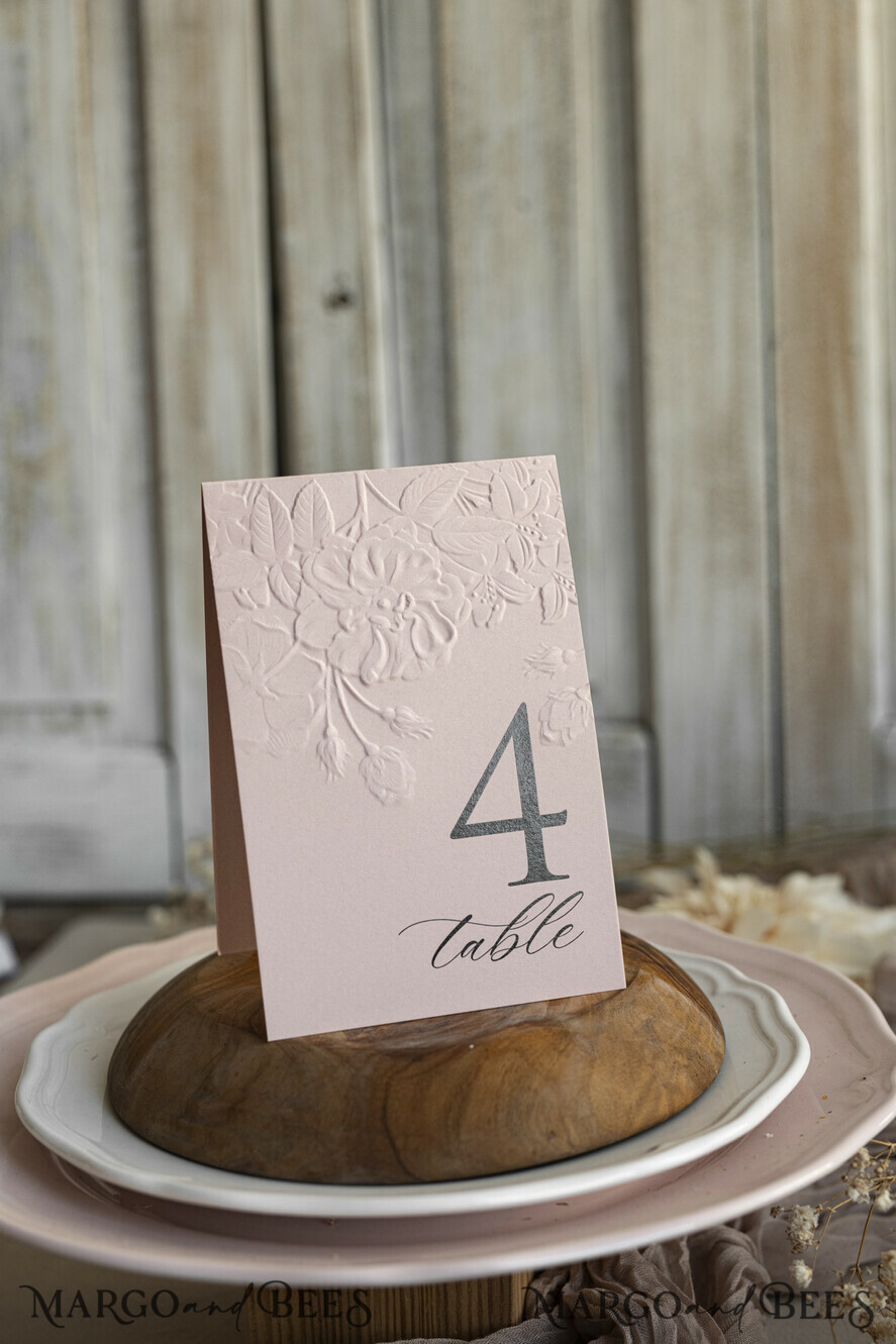 TABLE DECOR SIGNS romantic Romantic Dusty Blue Wedding Table Number With Stand, Simple Handmade Modern Floral Table Number, Minimalistic Elegant Stationery Table Décor With Flowers       