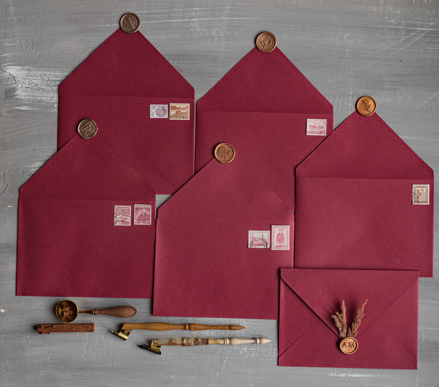 WEDDING INVITATIONS Velvet Envelopes  Maroon Handmade envelopes with Liner for invitations, handmade Craft Envelopes for Wedding cards