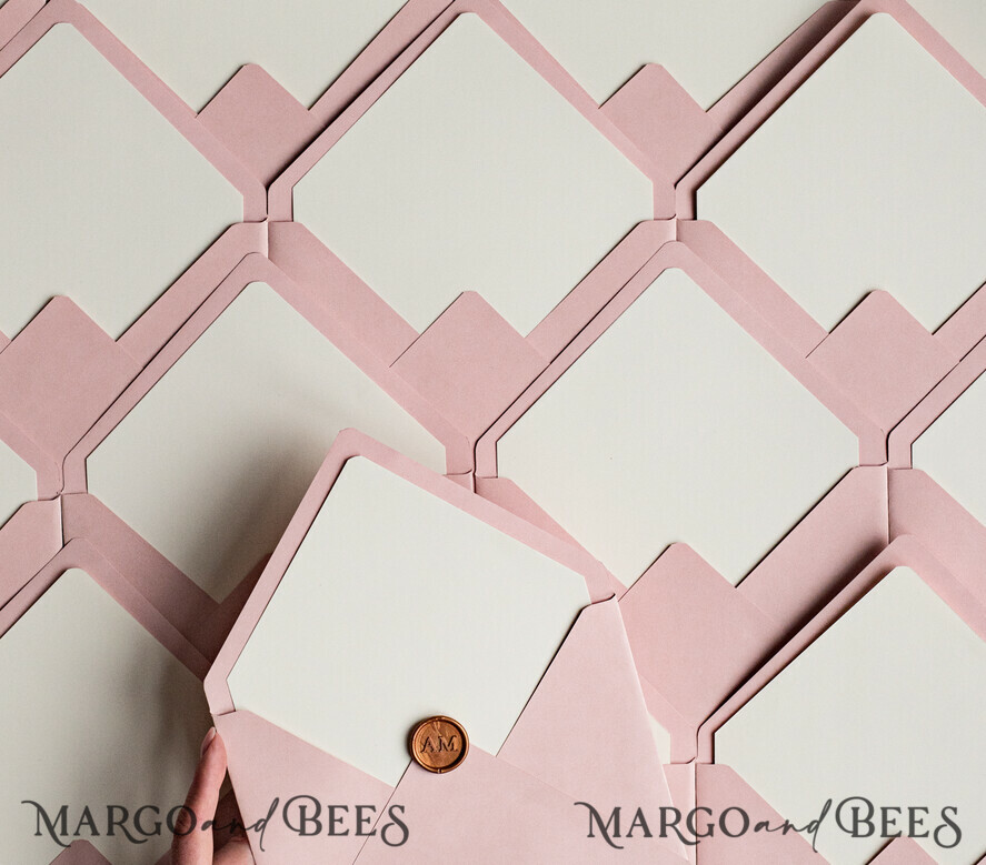 WEDDING INVITATIONS Velvet Envelopes  Blush Pink Handmade envelopes with Liner for invitations, handmade Craft Envelopes fo Wedding cards