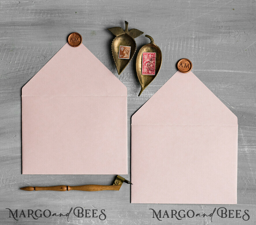 WEDDING INVITATIONS Velvet Envelopes  Blush Pink Handmade envelopes with Liner for invitations, handmade Craft Envelopes fo Wedding cards