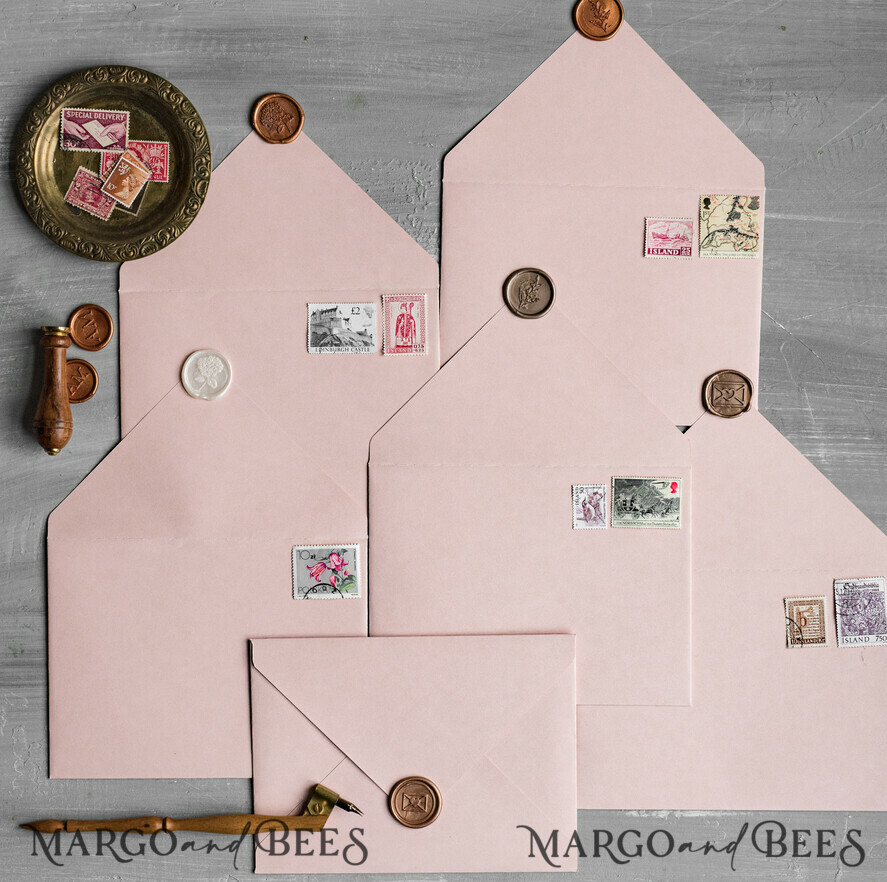 WEDDING INVITATIONS Velvet Envelopes  Blush Pink Handmade envelopes with Liner for invitations, handmade Craft Envelopes fo Wedding cards