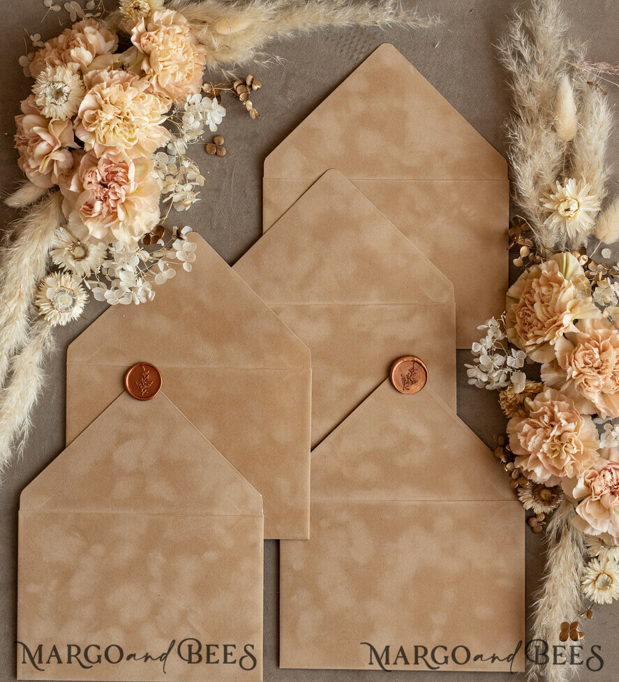 WEDDING INVITATIONS Velvet Envelopes  nude envelopes for invitations with velvet liners, a7 handmade  Envelopes with velvet liner for Wedding cards