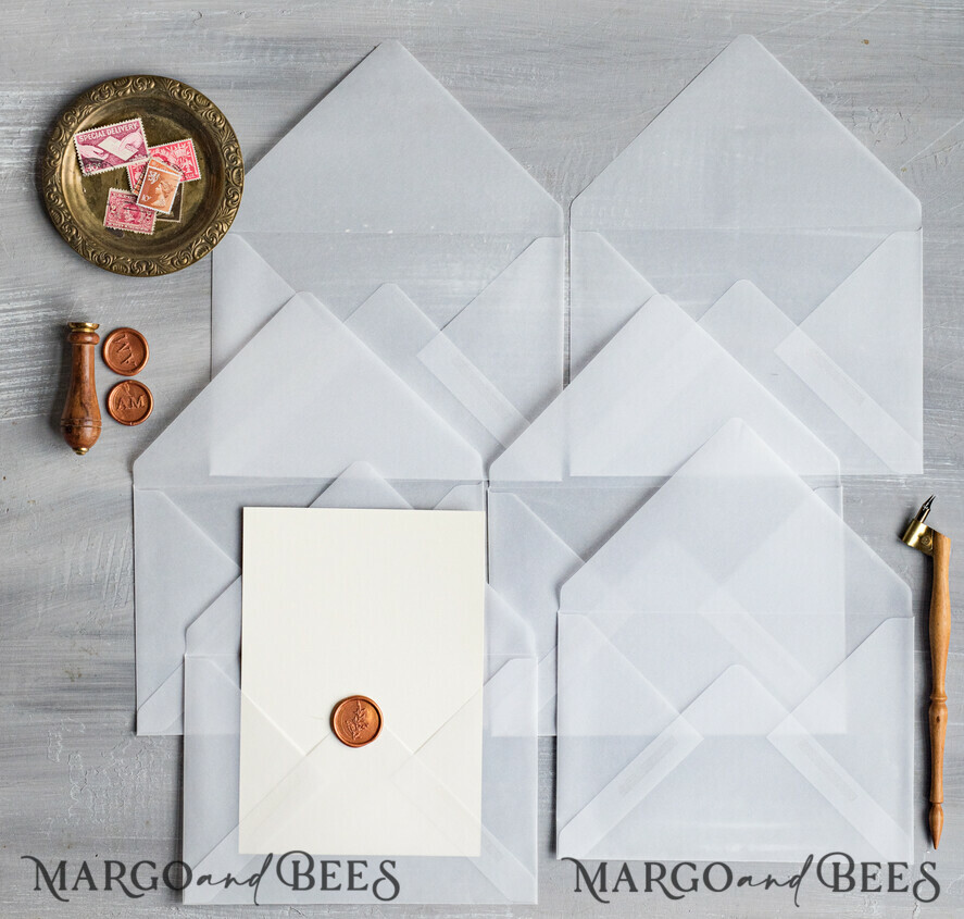 HOCHZEITS EINLADUNGEN Samtene Umschläge Pergament Handgemachte Umschläge transparenter Umschlag für Einladungen, handgemachte Bastelumschläge für Hochzeitskarten