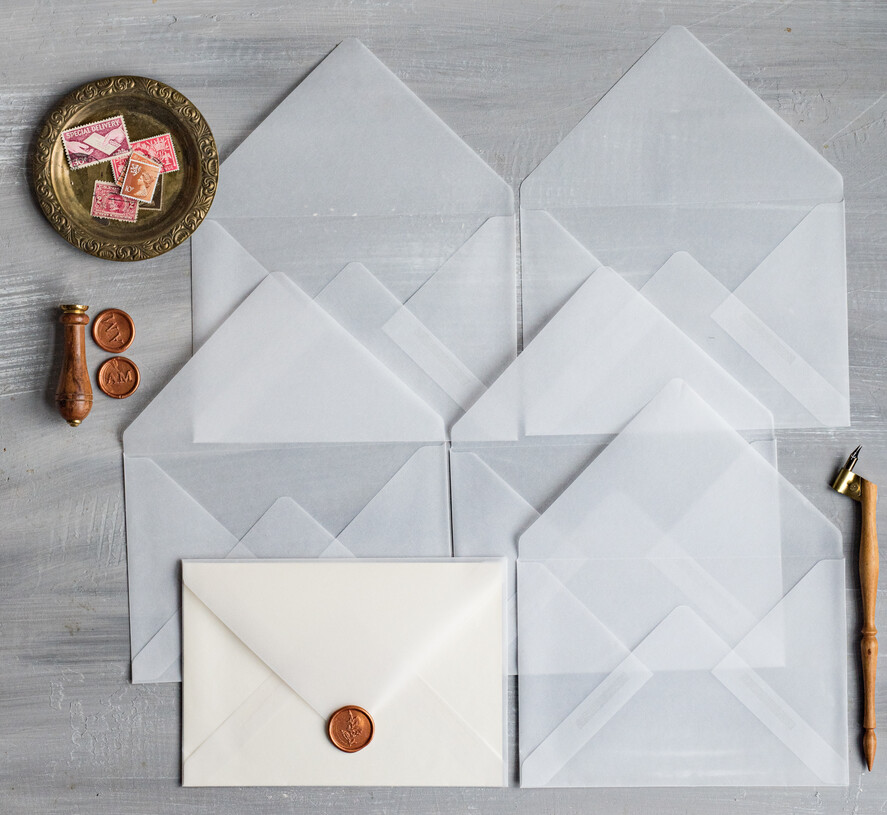 HOCHZEITS EINLADUNGEN Samtene Umschläge Pergament Handgemachte Umschläge transparenter Umschlag für Einladungen, handgemachte Bastelumschläge für Hochzeitskarten