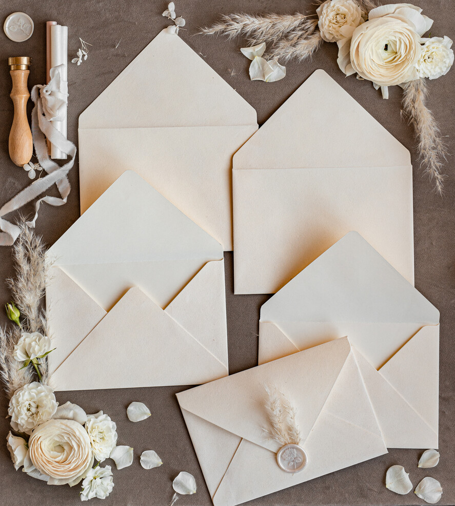 WEDDING INVITATIONS Velvet Envelopes  ivory Velvet  envelopes for invitations, a7 handmade Velvet  Envelopes for Wedding cards