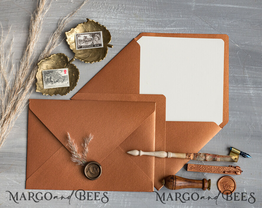 WEDDING INVITATIONS Velvet Envelopes  terracotta Handmade envelopes with Liner for invitations, handmade Craft Envelopes for Wedding cards