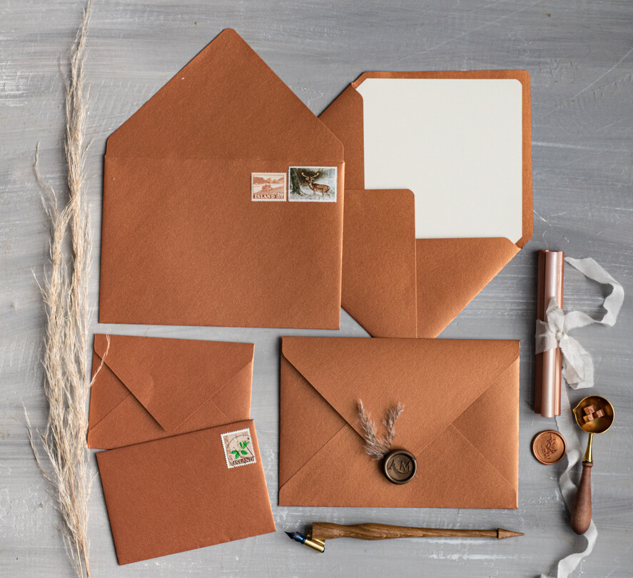 WEDDING INVITATIONS Velvet Envelopes  terracotta Handmade envelopes with Liner for invitations, handmade Craft Envelopes for Wedding cards