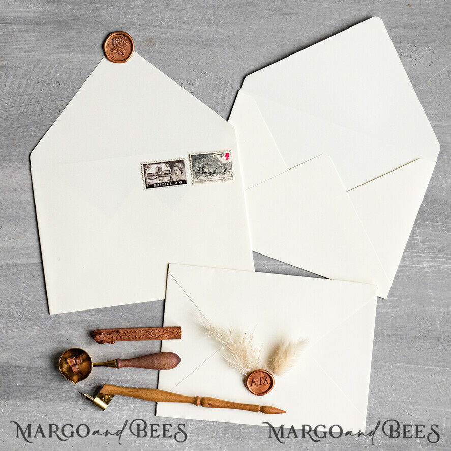 WEDDING INVITATIONS Velvet Envelopes  Ivory Handmade envelopes with Liner for invitations, handmade Craft Envelopes fo Wedding cards