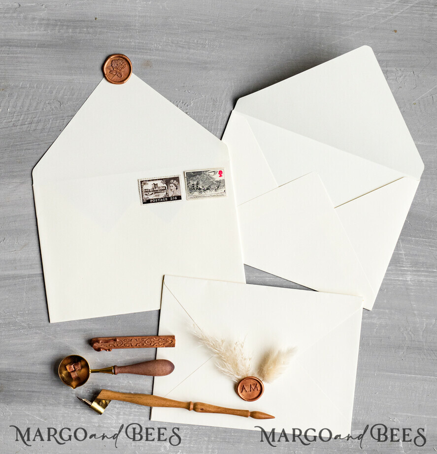 WEDDING INVITATIONS Velvet Envelopes  Ivory Handmade envelopes with Liner for invitations, handmade Craft Envelopes fo Wedding cards