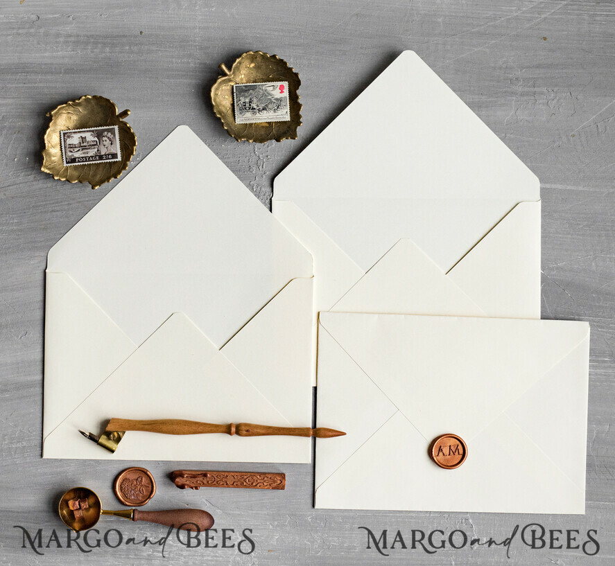 WEDDING INVITATIONS Velvet Envelopes  Ivory Handmade envelopes with Liner for invitations, handmade Craft Envelopes fo Wedding cards