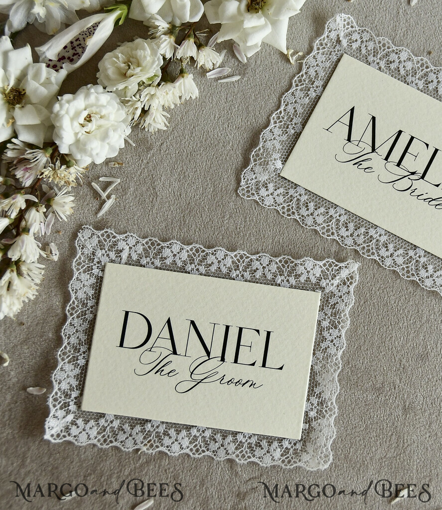 PLACE CARDS / TABLE CARDS Lace Romantic Lace Blush Pink Wedding Place Cards with Blush Pink Ribbon, Elegant Name Tags for Your Wedding Tables, Blush Pink Weddign Stationery, Gorgeous Cards