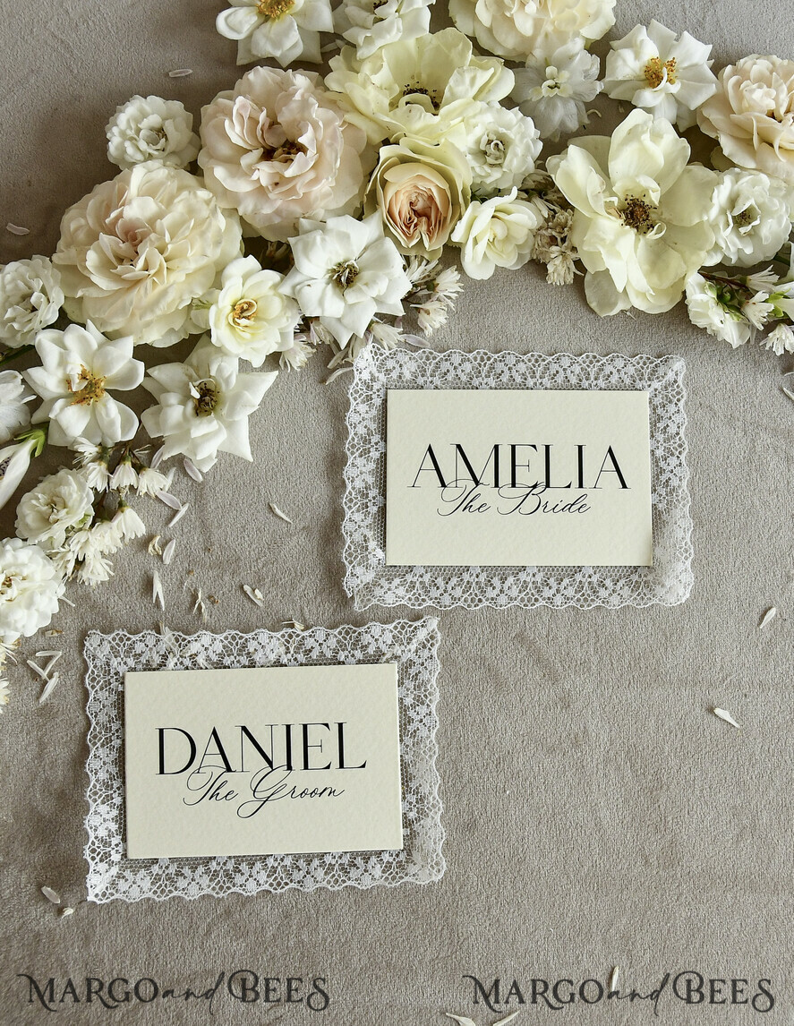 PLACE CARDS / TABLE CARDS Lace Romantic Lace Blush Pink Wedding Place Cards with Blush Pink Ribbon, Elegant Name Tags for Your Wedding Tables, Blush Pink Weddign Stationery, Gorgeous Cards