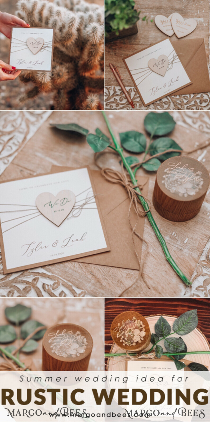 1 x Sample Handmade Vintage Lace Twine Rustic Kraft Wedding Invitation 
