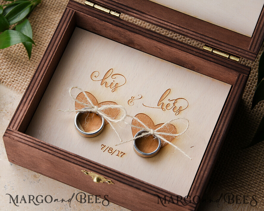 Custom Wedding Ring box for ceremony Handmade wedding ring box Real Flowers ring bearer box wood luxury ring box