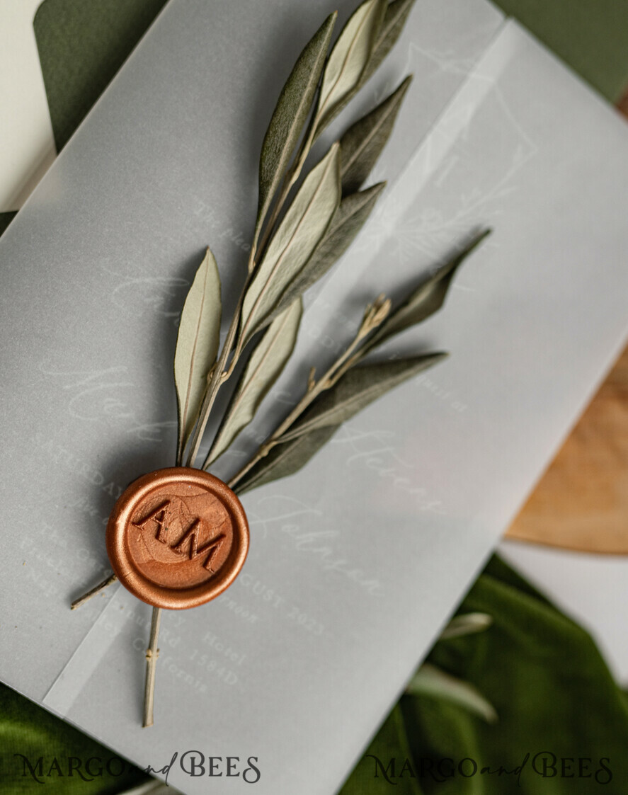 HOCHZEITS EINLADUNGEN blumig / Boho / Aquarell Elegante Toskana Acryl Hochzeits Einladungen mit Rsvp, Fine Art Plexi Glas echte Olivenzweig Hochzeits Einladung Suite, Vellum Wachssiegel Oliven Einladungen, Griechenland Hochzeitskarten