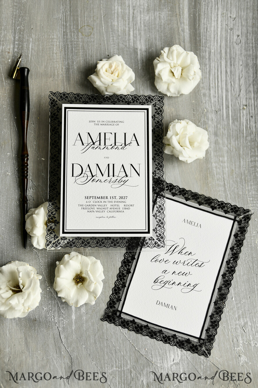 WEDDING INVITATIONS vintage lace/ rustic lace Personalized Golden Wedding invitations Vintage Lace Invites Ivory