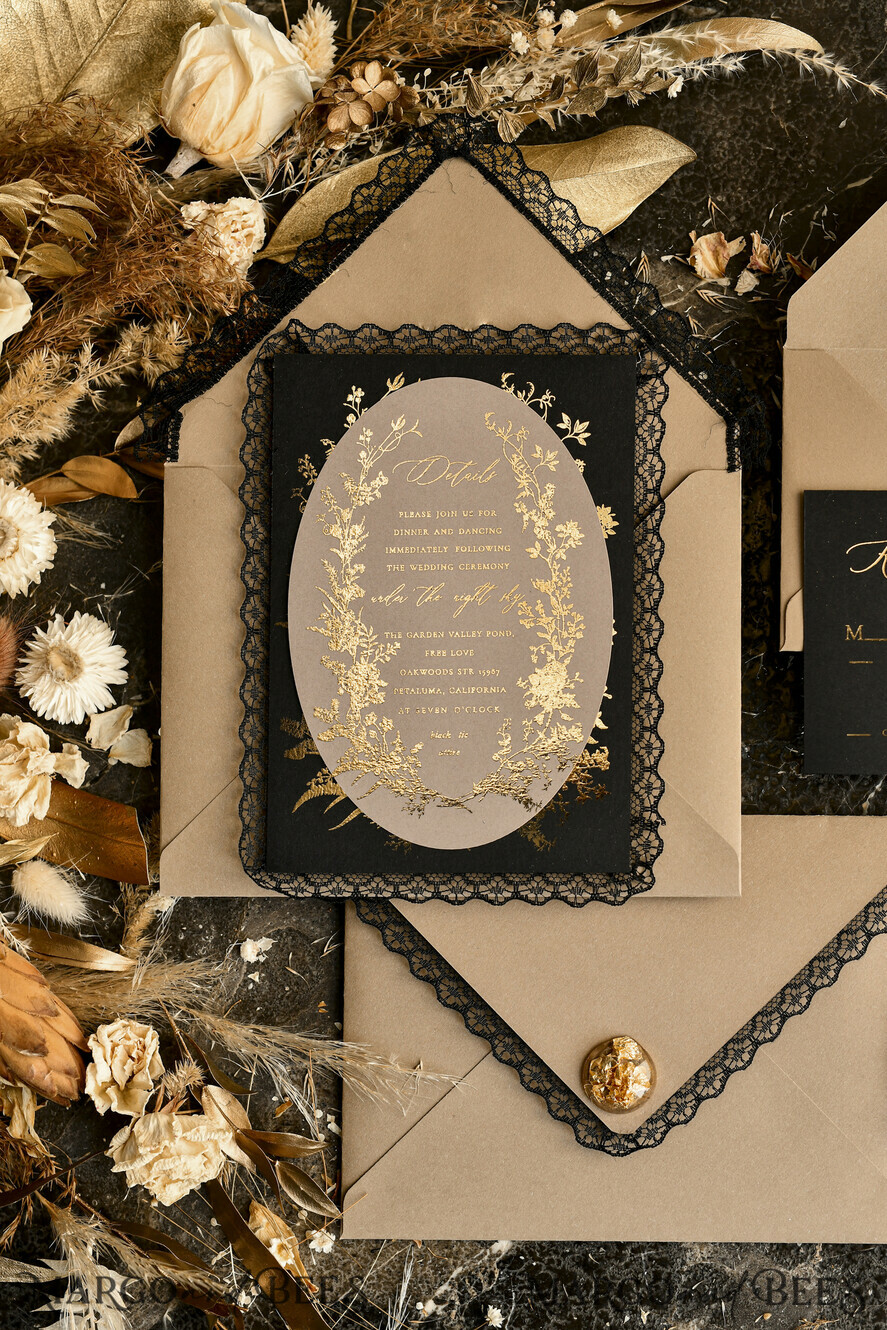 HOCHZEITS EINLADUNGEN vintage Spitze / rustikale Spitze Personalisierte Einladungen zur Goldenen Hochzeit Vintage Spitze Einladungen Elfenbein