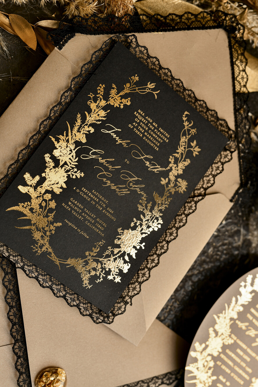 HOCHZEITS EINLADUNGEN vintage Spitze / rustikale Spitze Personalisierte Einladungen zur Goldenen Hochzeit Vintage Spitze Einladungen Elfenbein