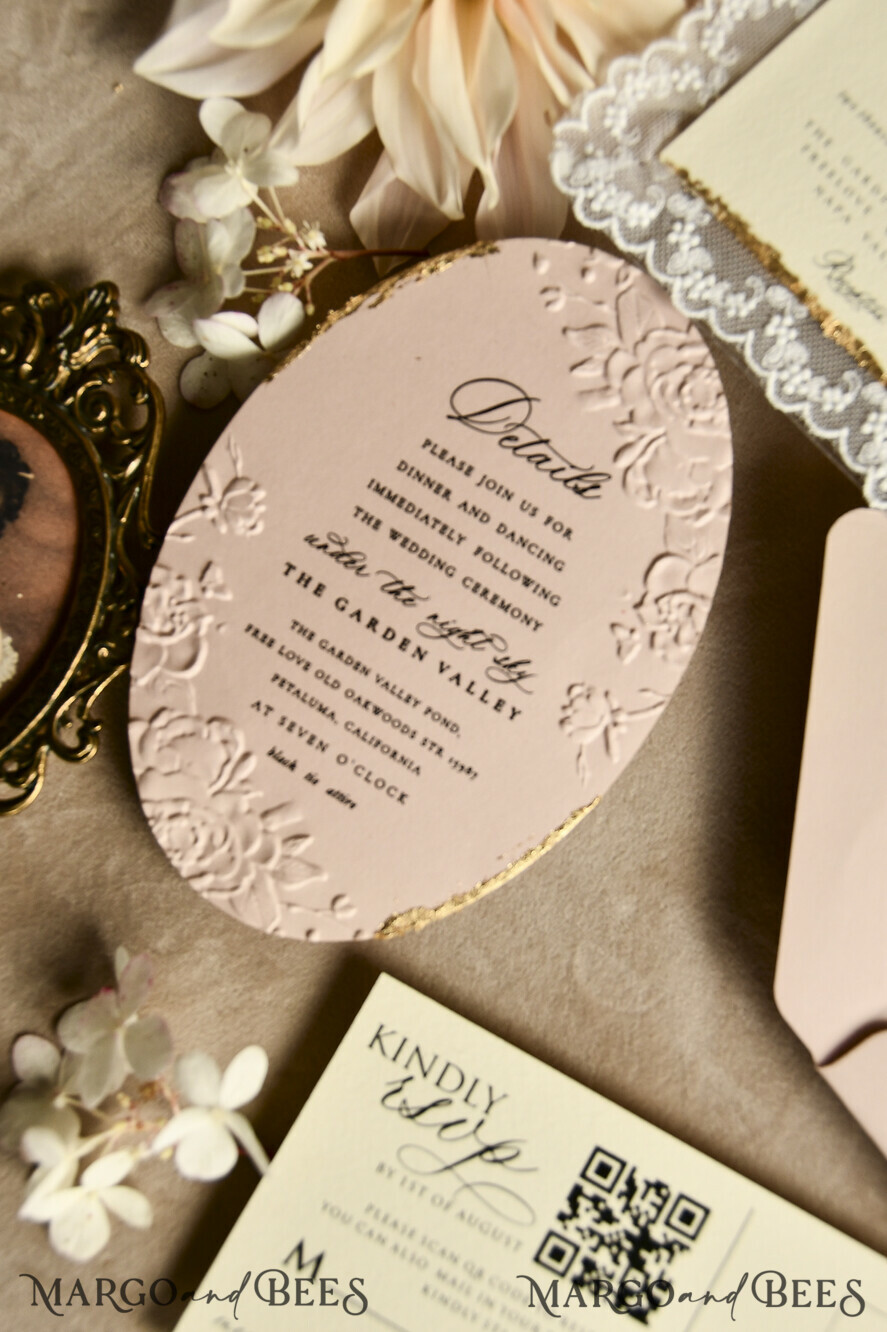 WEDDING INVITATIONS vintage lace/ rustic lace Lace Wedding invitation Embossed 