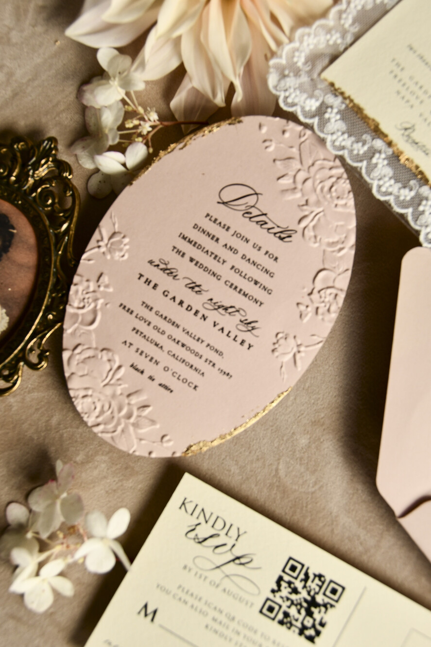 WEDDING INVITATIONS vintage lace/ rustic lace Lace Wedding invitation Embossed Modern Romance