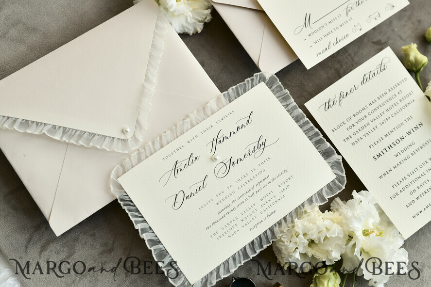 WEDDING INVITATIONS vintage lace/ rustic lace Personalized ivory Wedding invitations Vintage Lace Invites Sage green 