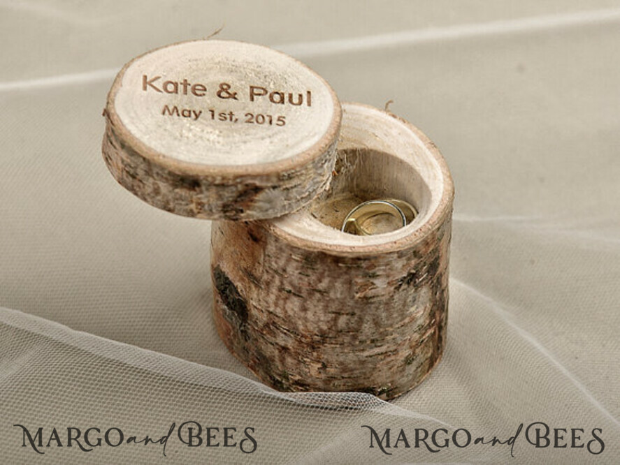 rustic Custom Wooden Wedding Ring Box, wooden Engraved Box For