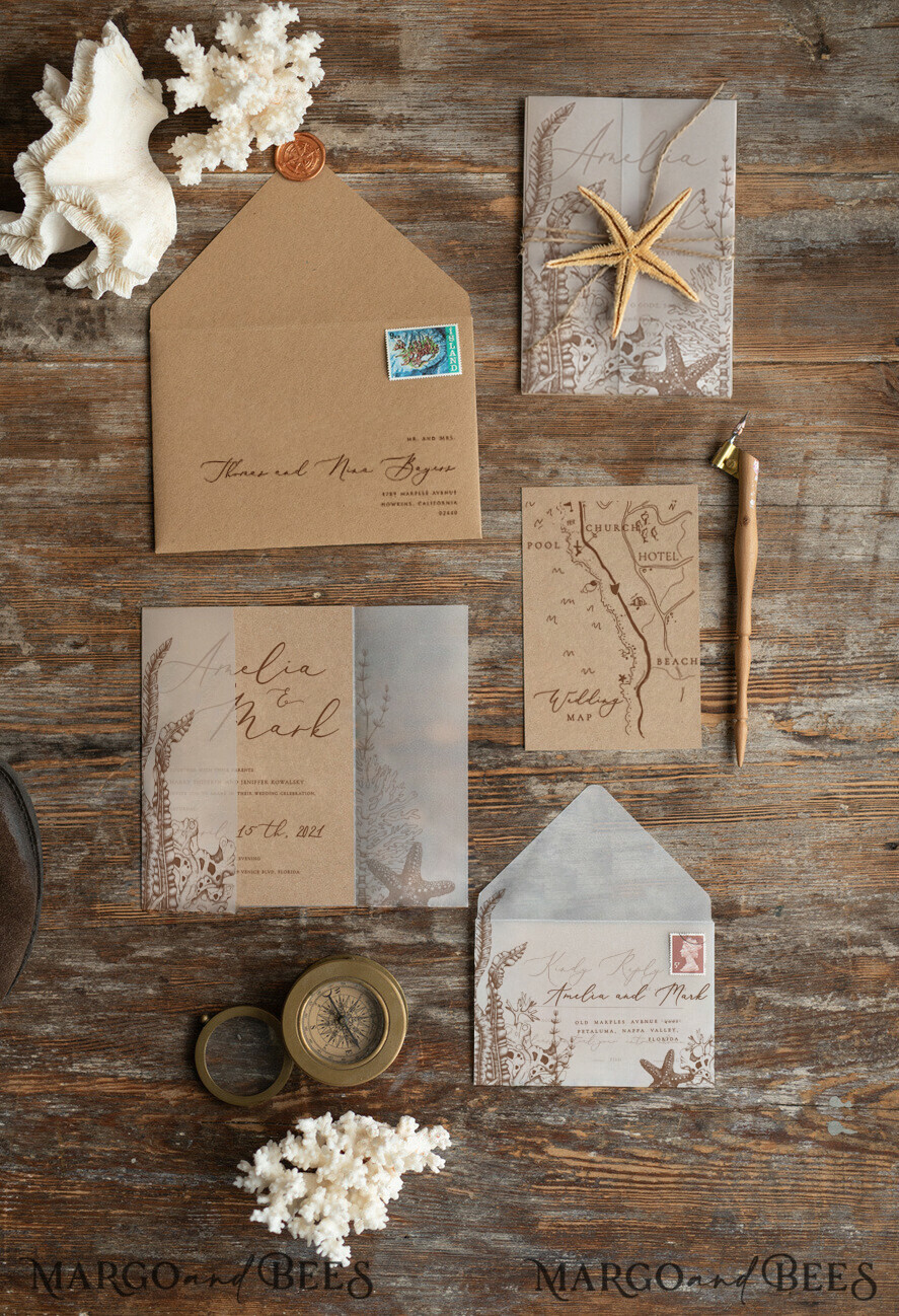 Modern Marble Vellum Wrap Invitation Suite — Wedding Invitations +  Stationery - Funky Olive Design