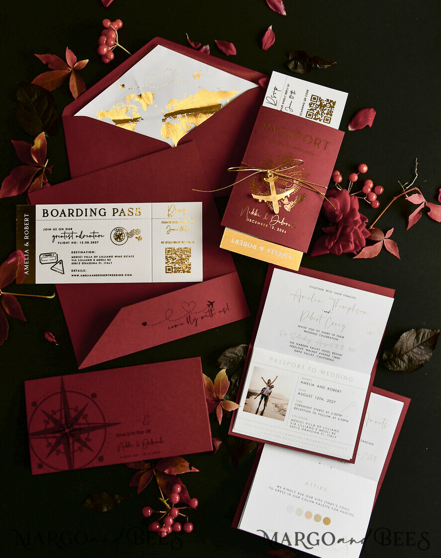 WEDDING INVITATIONS passport to love/ beach wedding invites  Gold beige Passport Wedding Invitation, Golden Wedding Cards Boarding Pass, Bespoke Travel Passport Wedding Invitations Abroad, Destination Greece Wedding Invites, Travel Map Wedding Stationary,  World map 
