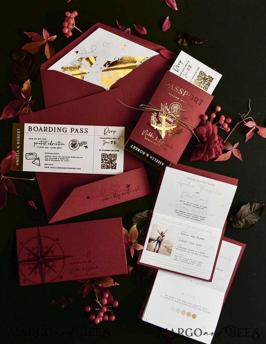WEDDING INVITATIONS passport to love/ beach wedding invites  Gold beige Passport Wedding Invitation, Golden Wedding Cards Boarding Pass, Bespoke Travel Passport Wedding Invitations Abroad, Destination Greece Wedding Invites, Travel Map Wedding Stationary,  World map 
