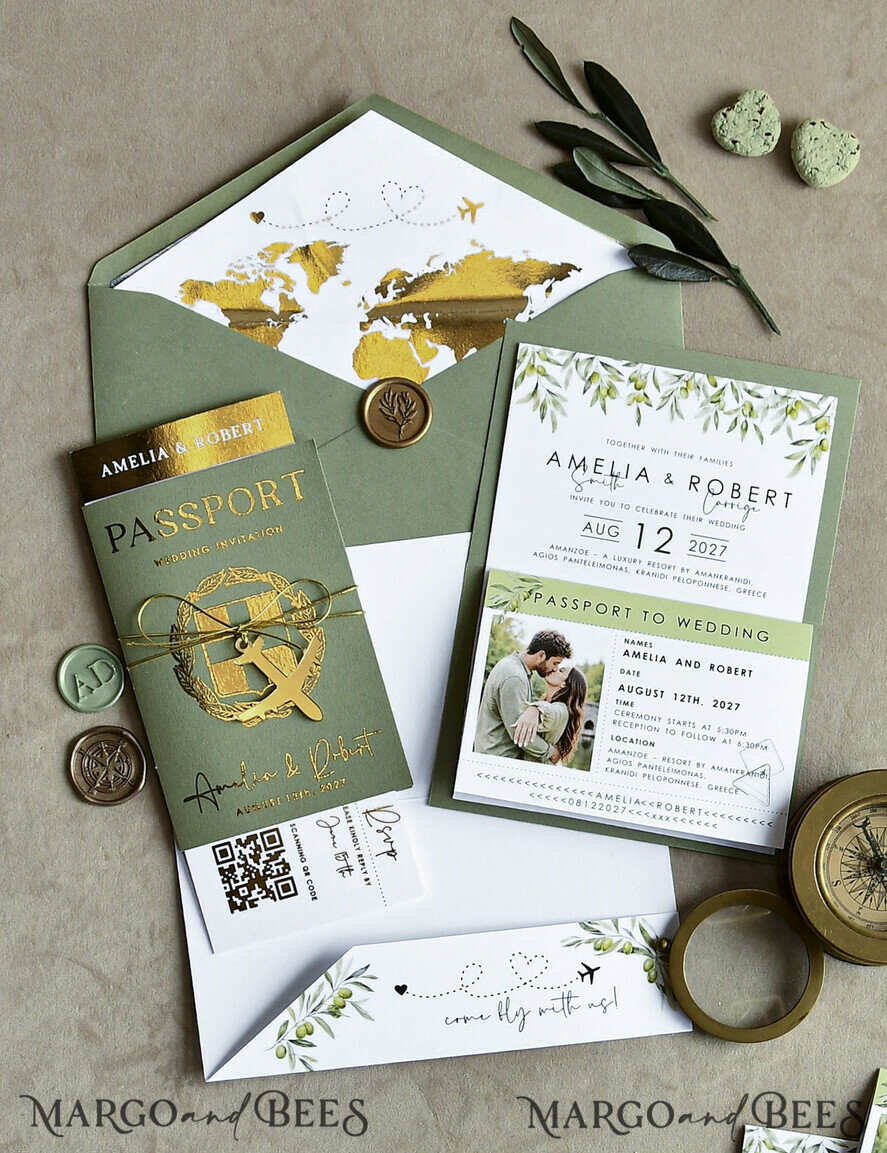 WEDDING INVITATIONS passport to love/ beach wedding invites  Sage Green Passport Wedding Invitation, Wedding Cards  Boarding Pass,  Tuscany Passport Wedding Invitations  Abroad, Destination Wedding Invites, Travel Map Wedding Stationary