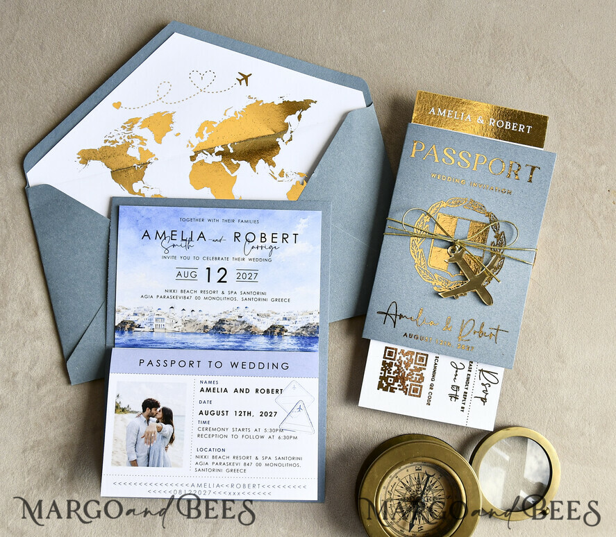 WEDDING INVITATIONS passport to love/ beach wedding invites  Sage Green Passport Wedding Invitation, Wedding Cards  Boarding Pass,  Tuscany Passport Wedding Invitations  Abroad, Destination Wedding Invites, Travel Map Wedding Stationary