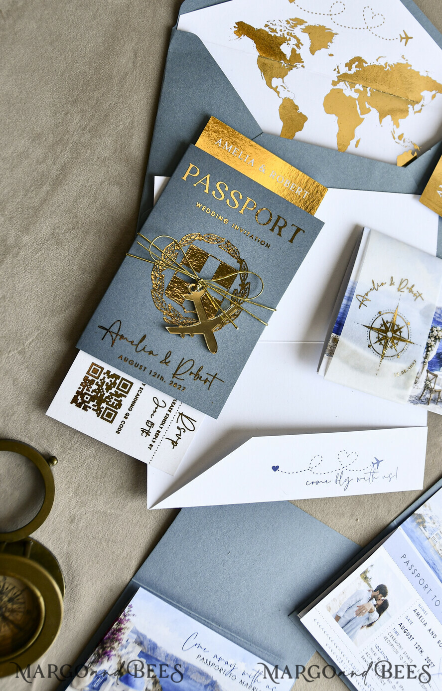 WEDDING INVITATIONS passport to love/ beach wedding invites  Sage Green Passport Wedding Invitation, Wedding Cards  Boarding Pass,  Tuscany Passport Wedding Invitations  Abroad, Destination Wedding Invites, Travel Map Wedding Stationary