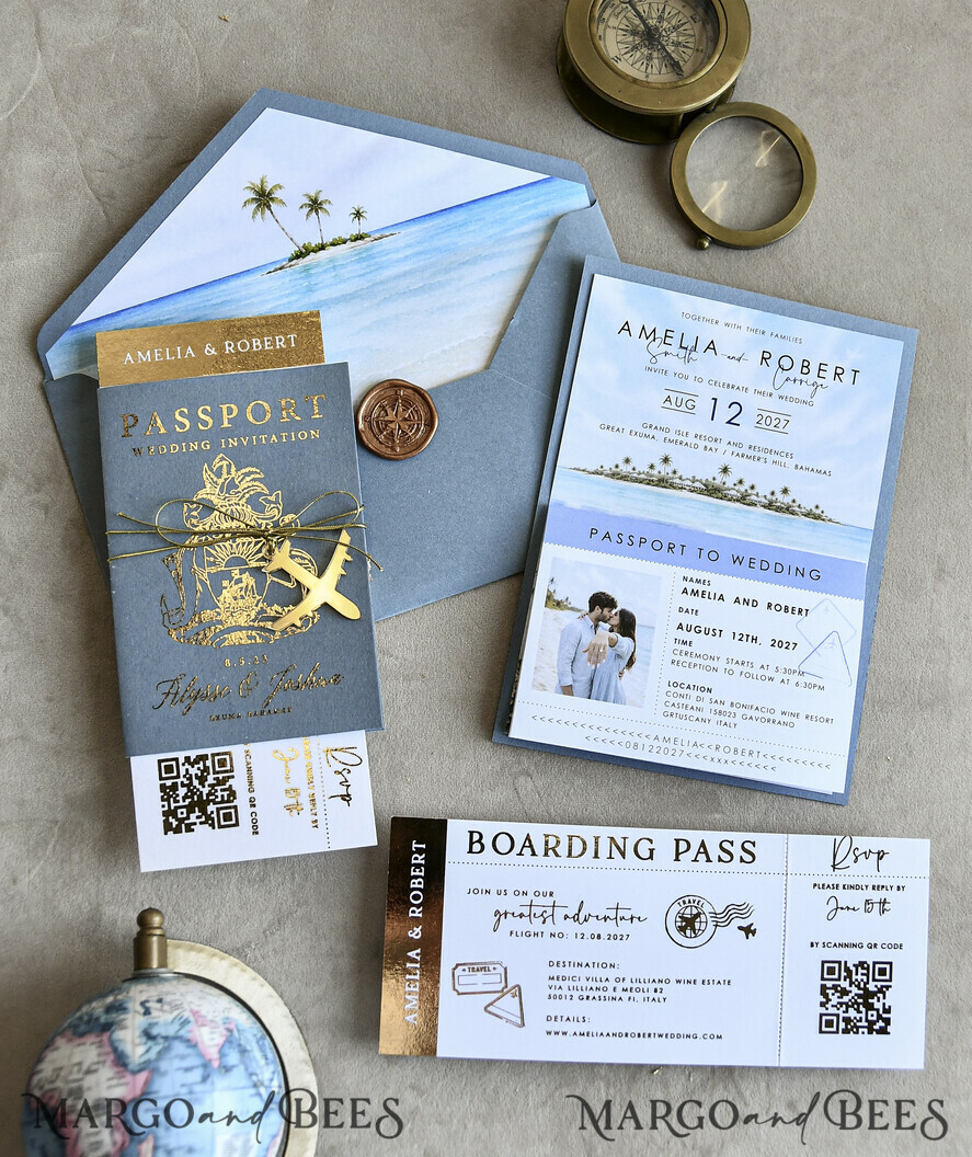 WEDDING INVITATIONS passport to love/ beach wedding invites  Sage Green Passport Wedding Invitation, Wedding Cards  Boarding Pass,  Tuscany Passport Wedding Invitations  Abroad, Destination Wedding Invites, Travel Map Wedding Stationary
