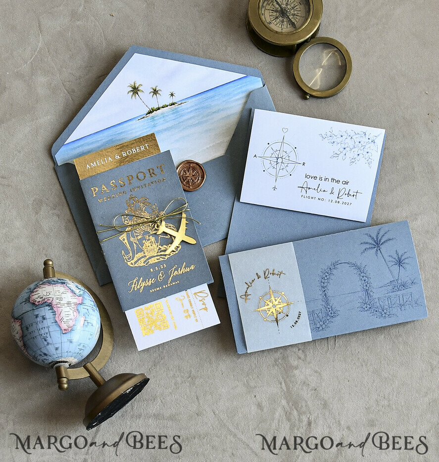 WEDDING INVITATIONS passport to love/ beach wedding invites  Sage Green Passport Wedding Invitation, Wedding Cards  Boarding Pass,  Tuscany Passport Wedding Invitations  Abroad, Destination Wedding Invites, Travel Map Wedding Stationary