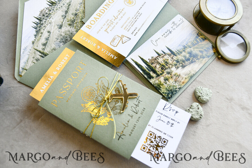 WEDDING INVITATIONS passport to love/ beach wedding invites  Sage Green Passport Wedding Invitation, Wedding Cards  Boarding Pass,  Tuscany Passport Wedding Invitations  Abroad, Destination Wedding Invites, Travel Map Wedding Stationary