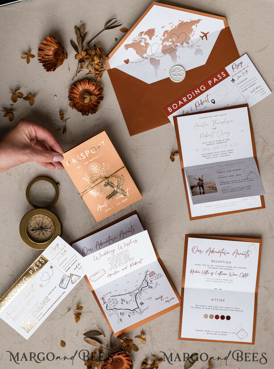 Orange Wedding Invitations Envelope Pocket Invitation Card, Invitation
