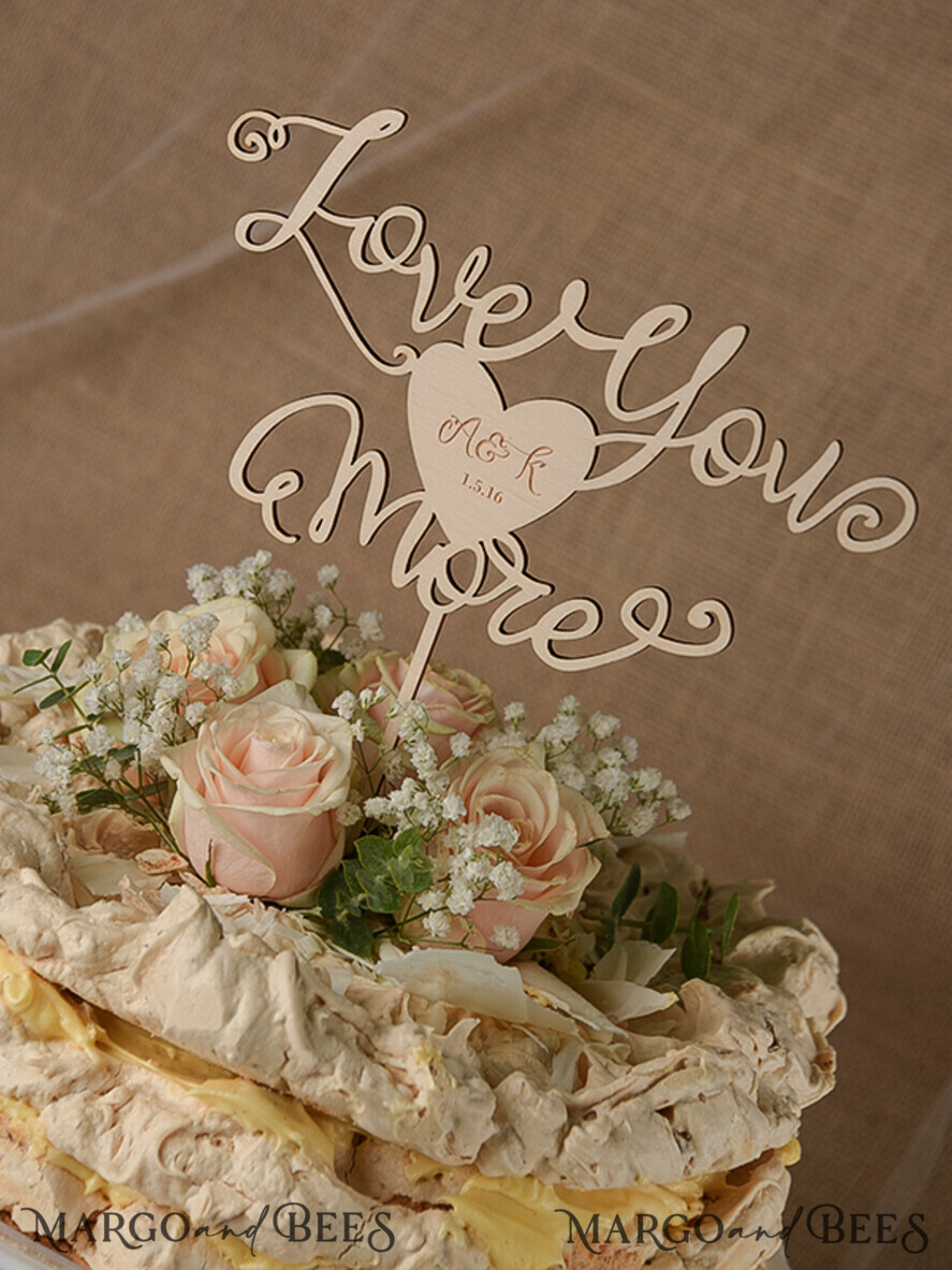 Gold Cake Topper For Wedding, Personalized Cake Topper, Rustic