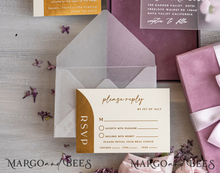 WEDDING INVITATIONS Elegant Invites Classic Cards  Luxury Mauve Velvet Box Wedding Invitations, Elegant Acrylic Wedding Invites With Gold Bow, Glamour Golden Shine Wedding Cards, Handmade Wedding Stationery