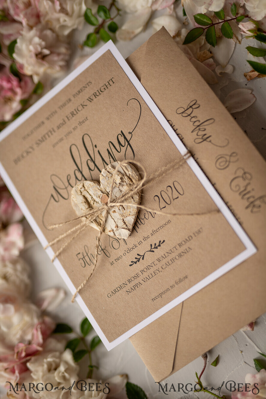 10 x classic glitter heart wedding/evening invitations white ivory or kraft card 