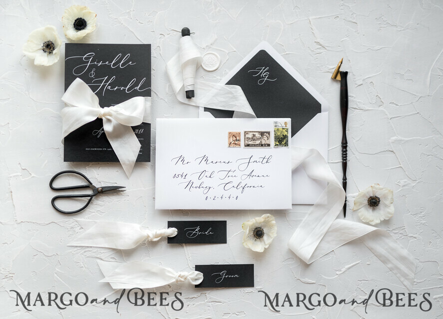 Classic & Modern Black and White Wedding Invitation with Simple