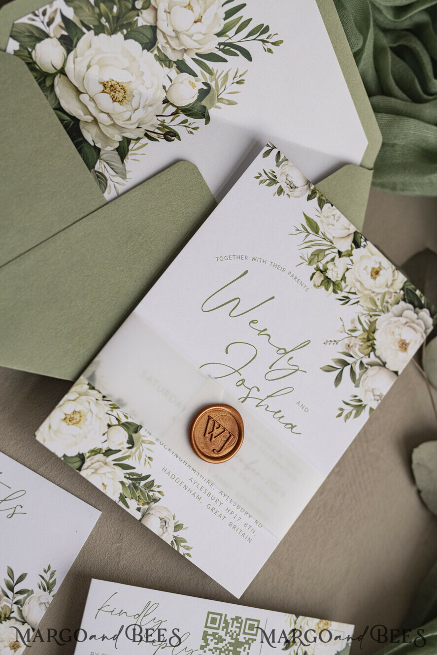 WEDDING INVITATIONS Elegant Invites Classic Cards Vintage Sage Green Wedding Invitations, Elegant Greenery Wedding Invites, Bespoke Vellum Wedding Invitation Suite, Minimalistic Green Wedding Cards