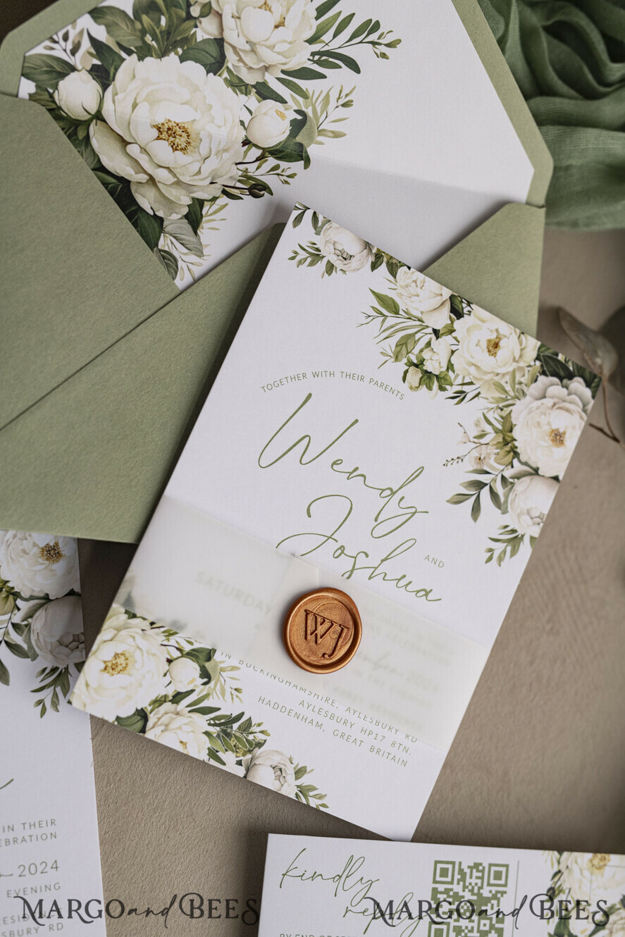 WEDDING INVITATIONS Elegant Invites Classic Cards Vintage Sage Green Wedding Invitations, Elegant Greenery Wedding Invites, Bespoke Vellum Wedding Invitation Suite, Minimalistic Green Wedding Cards
