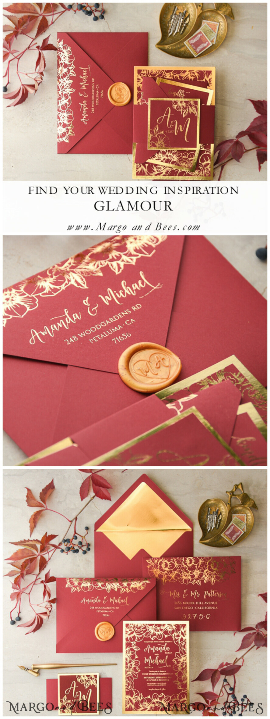 Luxury Indian Wedding Invitations, Elegant Red Wedding Cards, Glamour ...