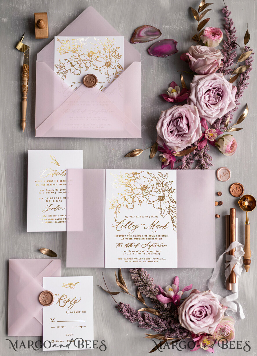 WEDDING INVITATIONS gold / rose gold / silver / glitter Bespoke Minimalistic Wedding Invitation Suite, Romantic Blush Pink Wedding Cards, Glamour Gold Foil Wedding Invitations, Luxury Wedding Stationery
