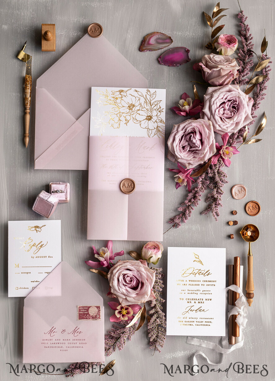 WEDDING INVITATIONS gold / rose gold / silver / glitter Bespoke Minimalistic Wedding Invitation Suite, Romantic Blush Pink Wedding Cards, Glamour Gold Foil Wedding Invitations, Luxury Wedding Stationery